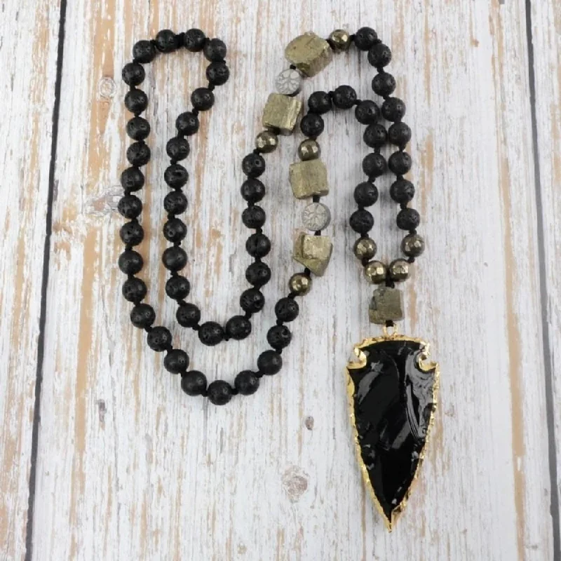Limited-Stock Jewelry Sale – Once It's Gone, It's Gone Black Obsidian Arrowhead Crystal Necklace