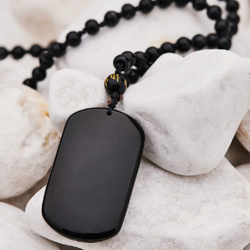 Waterproof Stainless Steel Jewelry For Lasting Beauty Black Obsidian Beads Protection Necklace