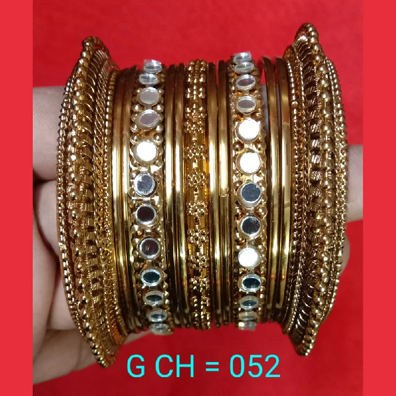 Elevate Your Outfit With Discounted Statement Jewelry Shree Asha Bangles Gold Plated Pack Of 12 Bangles Set - G CH = 052