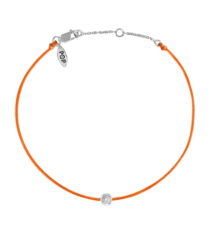 Exclusive Gemstone Jewelry At Special Prices Silver Bezel - Orange Cord Bracelet