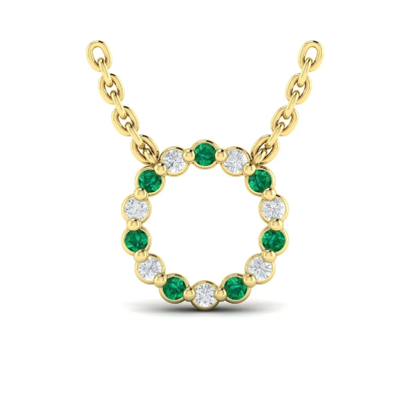 Unmissable Jewelry Clearance – Final Reductions Emerald & Diamond Circle Necklace in 14K Yellow Gold Unmissable Jewelry Clearance – Final Reductions Emerald & Diamond Circle Necklace in 14K Yellow Gold