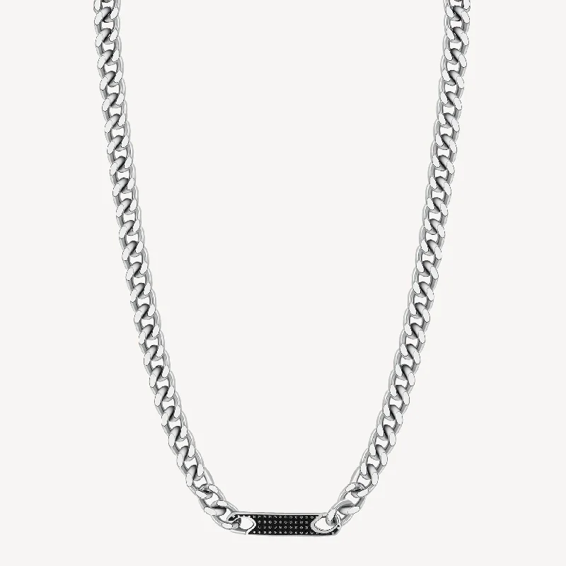 Upgrade Your Jewelry Collection For Less Enamel Bar Curb Necklace in Stainless Steel Upgrade Your Jewelry Collection For Less Enamel Bar Curb Necklace in Stainless Steel