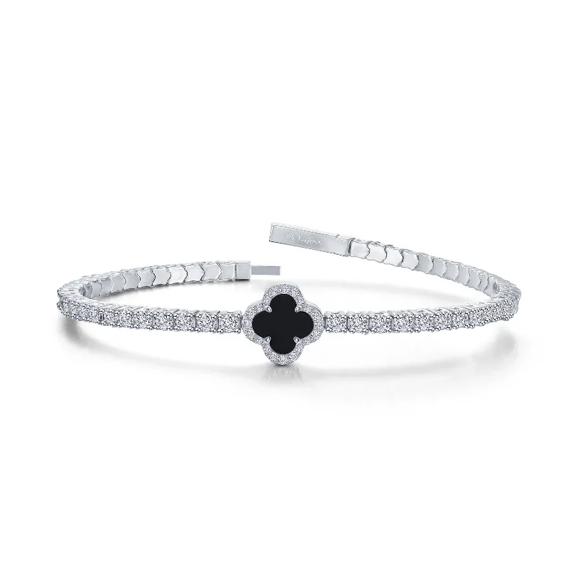 Flash Sale On Elegant Jewelry – Don't Miss Out Flexible Black Onyx Clover Bracelet in Sterling Silver Flash Sale On Elegant Jewelry – Don't Miss Out Flexible Black Onyx Clover Bracelet in Sterling Silver