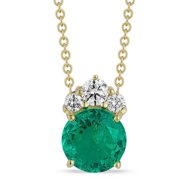 Waterproof Stainless Steel Jewelry For Lasting Beauty Grown Diamond & Emerald Necklace in 14K Yellow Gold Waterproof Stainless Steel Jewelry For Lasting Beauty Grown Diamond & Emerald Necklace in 14K Yellow Gold
