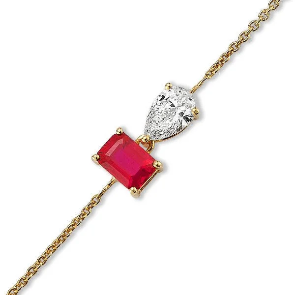 Luxury Jewelry Now At Special Promotional Rates Grown Diamond & Ruby Bracelet in 14K Yellow Gold Luxury Jewelry Now At Special Promotional Rates Grown Diamond & Ruby Bracelet in 14K Yellow Gold