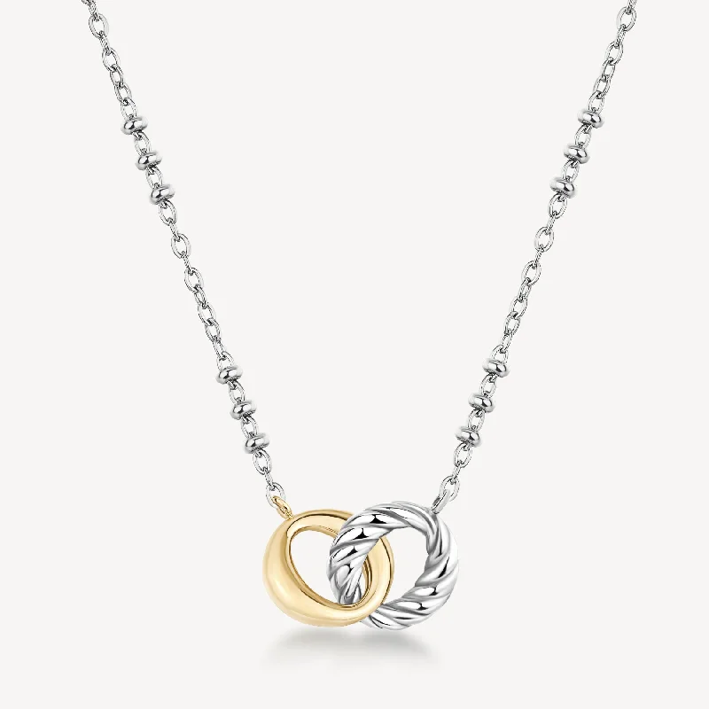 Bestselling Jewelry At Special Promotional Rates Interlocking Ring Necklace in Gold Plated Stainless Steel