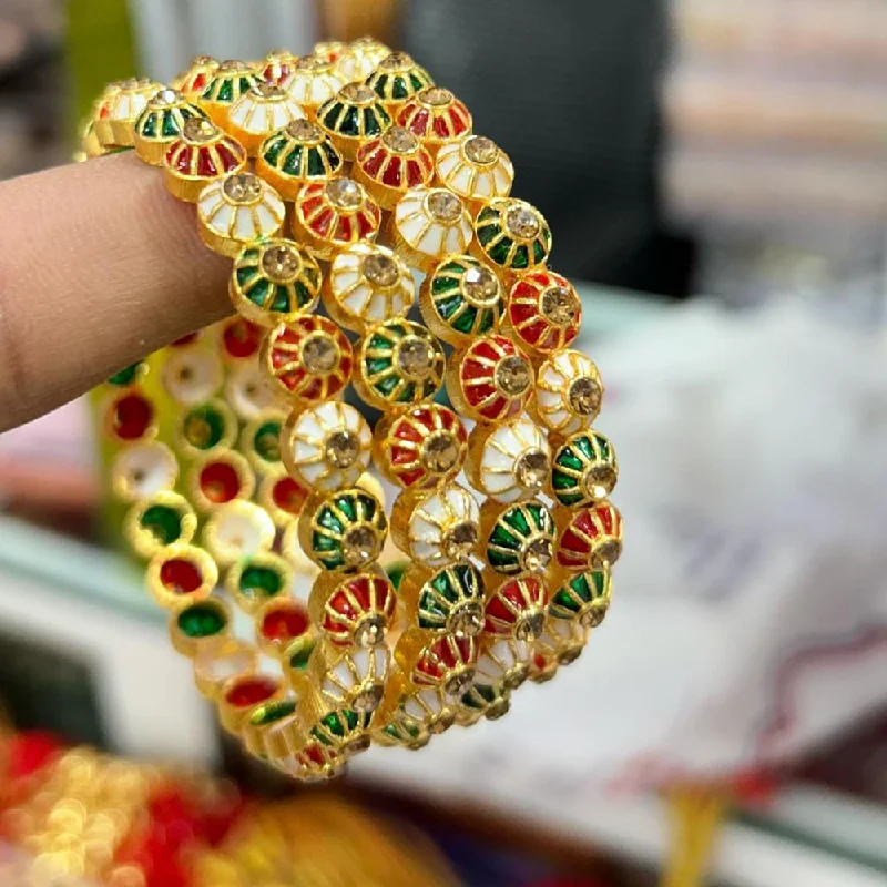Versatile Layering Jewelry For Effortless Chic Kavita Art Gold Plated Pearl And Meenakari Bangles Set Versatile Layering Jewelry For Effortless Chic Kavita Art Gold Plated Pearl And Meenakari Bangles Set
