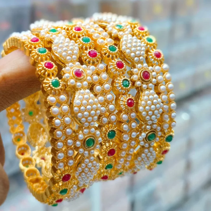 Limited-Time Jewelry Sale – Elegant Styles At Less Kavita Art Gold Plated Pota Stone And Pearls Bangles Set Limited-Time Jewelry Sale – Elegant Styles At Less Kavita Art Gold Plated Pota Stone And Pearls Bangles Set