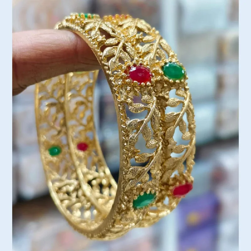 High-Quality Gemstone Jewelry For Special Occasions Kavita Art Gold Plated Pota Stone Bangles Set High-Quality Gemstone Jewelry For Special Occasions Kavita Art Gold Plated Pota Stone Bangles Set