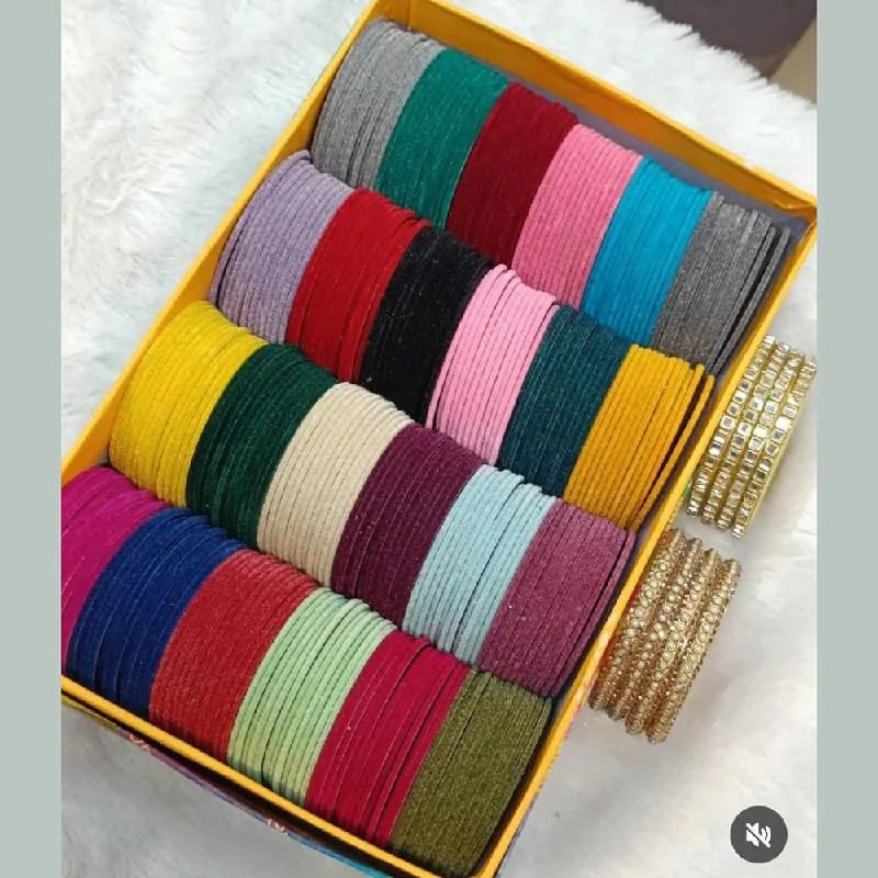 Modern Statement Jewelry For Bold Styling Kavita Art Gold PlatedPearls And Mirror Velvet Bangles Set Modern Statement Jewelry For Bold Styling Kavita Art Gold PlatedPearls And Mirror Velvet Bangles Set