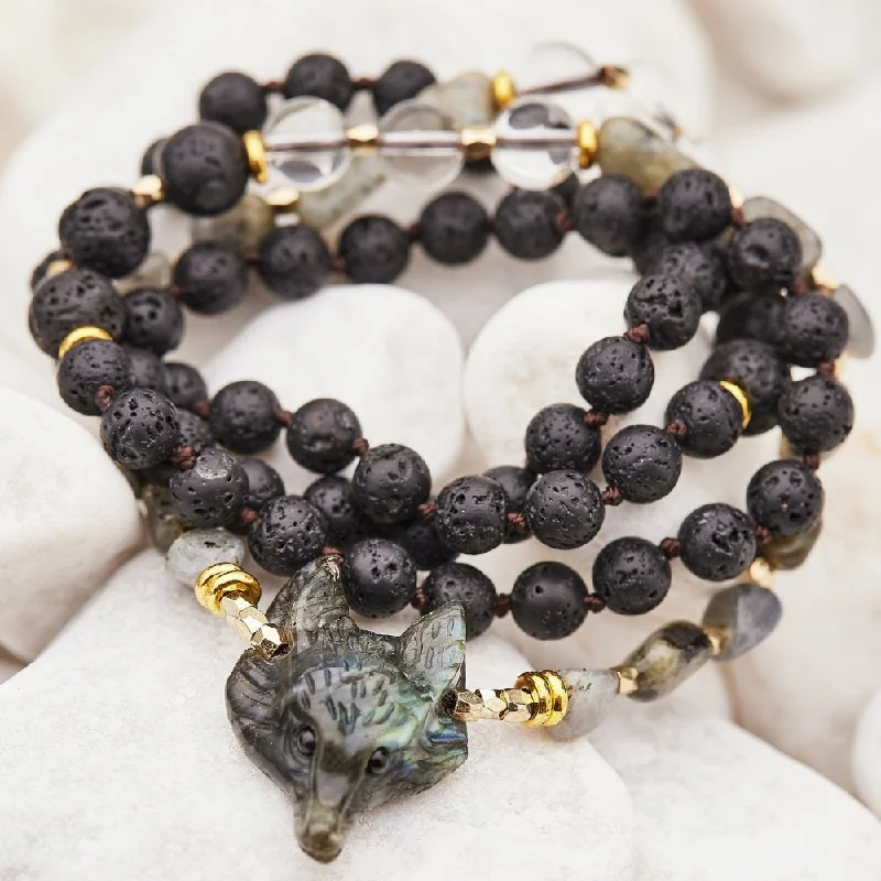 Shop Stylish Jewelry Now And Save Big Labradorite Crystal Wolf Beaded Necklace