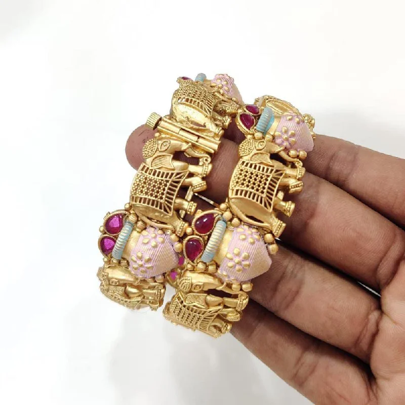 Luxury Jewelry At Unbeatable Discounts Manisha Jewellery Gold Plated Pota Stone & Meenakari Bangles Set Luxury Jewelry At Unbeatable Discounts Manisha Jewellery Gold Plated Pota Stone & Meenakari Bangles Set