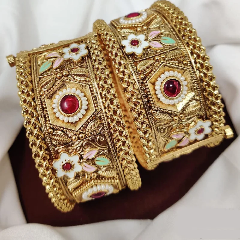 Seasonal Jewelry Deals – Elevate Your Style Manisha Jewellery Gold Plated  Pota Stone Openable Bangle Set