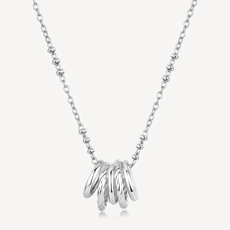 Shop Handcrafted Jewelry At Special Promotional Rates Multi-Ring Necklace in Stainless Steel