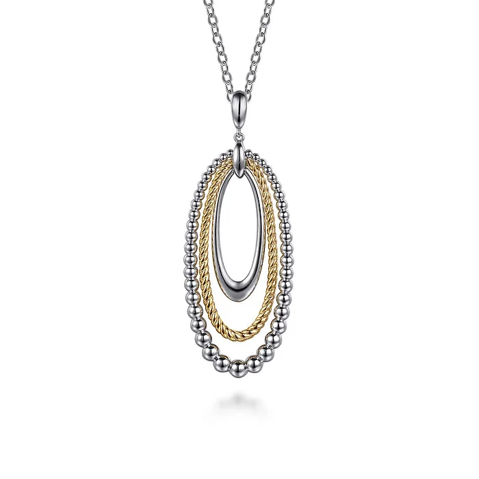 Best Jewelry Deals – Premium Quality At Exclusive Discounts Multi-Row Oval Pendant Necklace in 14K Yellow Gold & Sterling Silver