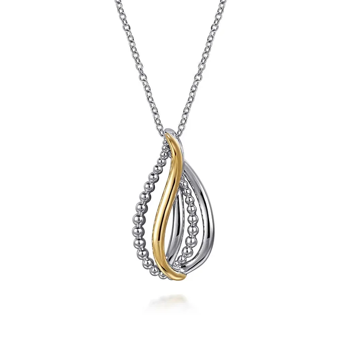 Stunning Jewelry Pieces At The Lowest Prices Ever Multiple Row Teardrop Pendant Necklace in 14K Yellow Gold & Sterling SIlver