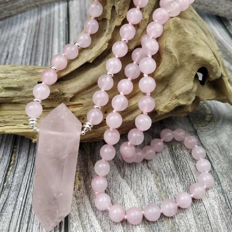 Stunning Statement Jewelry, Unbeatable Discounts Natural Rose Quartz Bead Necklace