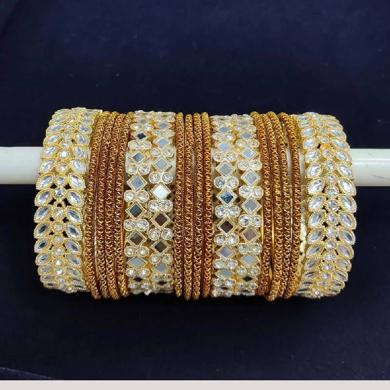 Make Your Outfit Shine With Discounted Jewelry Pooja Bangles Gold Plated Kundan And Mirror Bangle Set Make Your Outfit Shine With Discounted Jewelry Pooja Bangles Gold Plated Kundan And Mirror Bangle Set