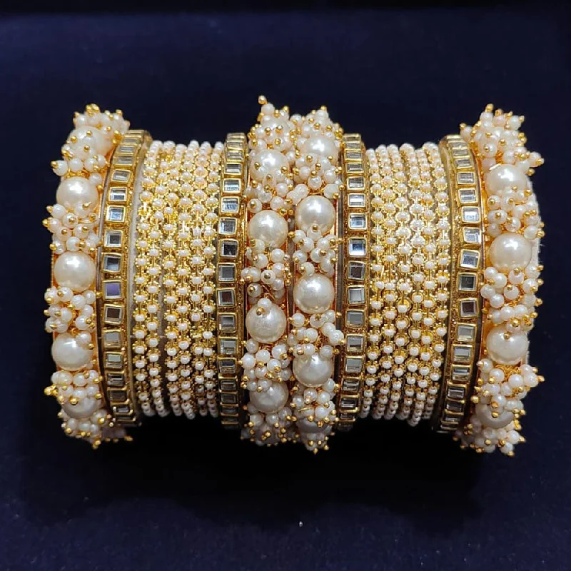 Fine Jewelry, Limited-Time Offers Available Pooja Bangles Gold Plated Mirror And Pearls Bangles Set Fine Jewelry, Limited-Time Offers Available Pooja Bangles Gold Plated Mirror And Pearls Bangles Set