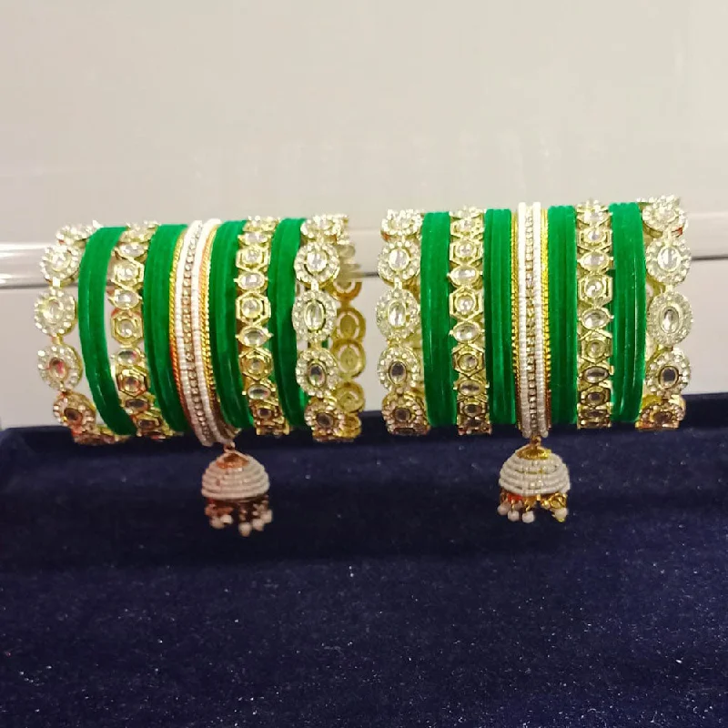 Chic And Stylish Jewelry At Exclusive Prices Pooja Bangles Gold Plated Kundan Stone And Pearls Velvet Bangles Set Chic And Stylish Jewelry At Exclusive Prices Pooja Bangles Gold Plated Kundan Stone And Pearls Velvet Bangles Set