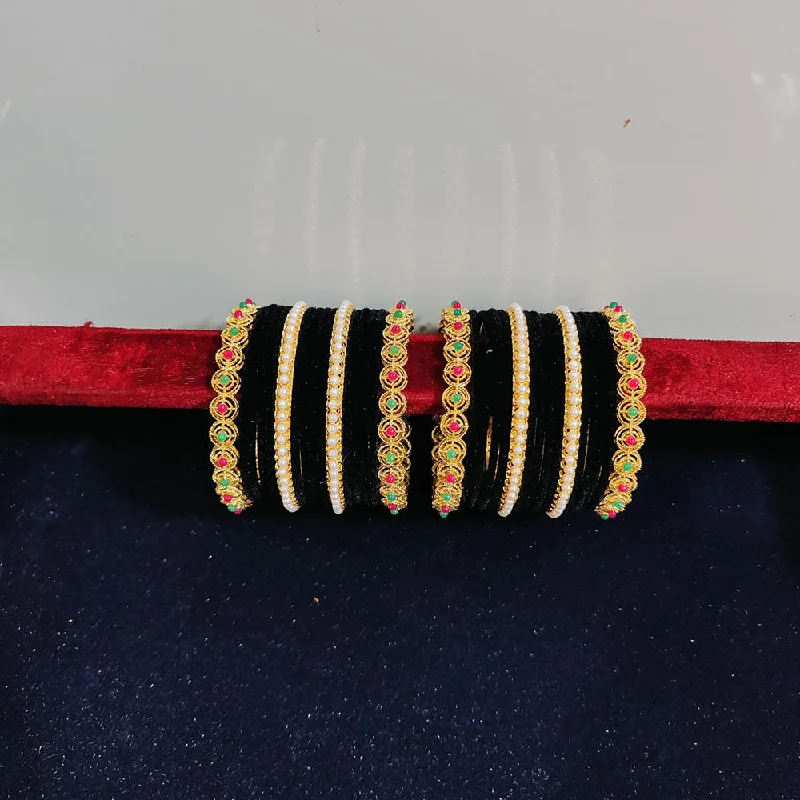 Shop Stylish Jewelry Now And Save Big Pooja Bangles Gold Plated Pearls Velvet Bangles Set Shop Stylish Jewelry Now And Save Big Pooja Bangles Gold Plated Pearls Velvet Bangles Set