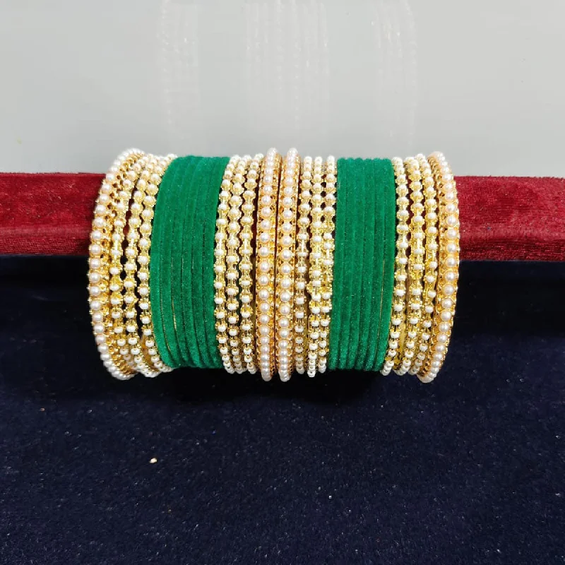 Special Jewelry Deals – Upgrade Your Collection Pooja Bangles Gold Plated Pearls Velvet Bangles Set Special Jewelry Deals – Upgrade Your Collection Pooja Bangles Gold Plated Pearls Velvet Bangles Set