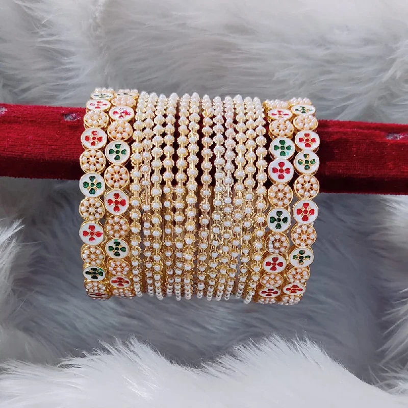 Special Deals On Handcrafted And Designer Jewelry Pooja Bangles Meenakari And Pearl Bangles Set