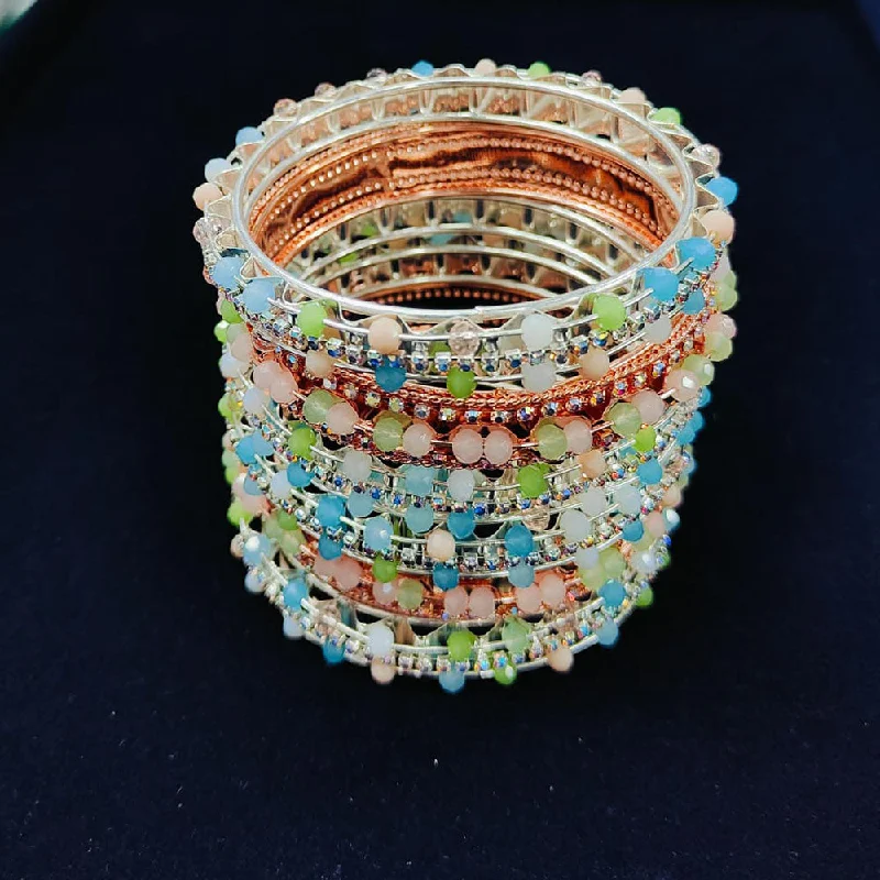Chic, Trendy, And Affordable Jewelry Sale Pooja Bangles Rose Gold Plated Austrian Stone Pearls Bangles Set Chic, Trendy, And Affordable Jewelry Sale Pooja Bangles Rose Gold Plated Austrian Stone Pearls Bangles Set