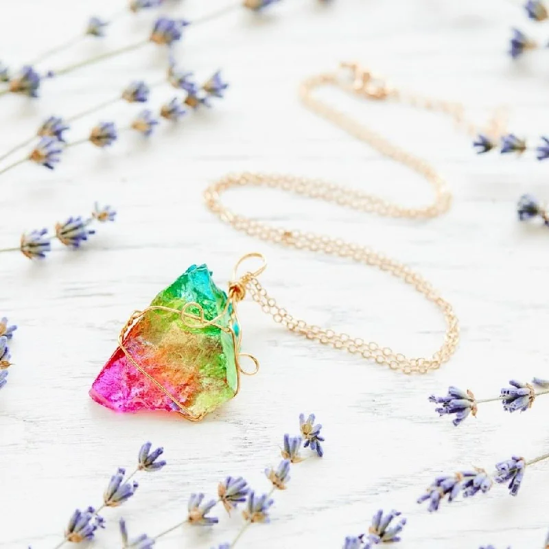 Affordable Glamour – Premium Jewelry At Special Prices Rainbow Aura Quartz Necklace