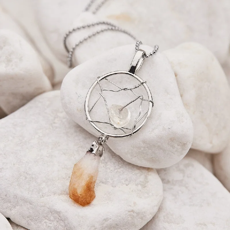 Make Every Moment Shine – Jewelry Discounts Available Raw Citrine Crystal Dream Catcher Necklace Make Every Moment Shine – Jewelry Discounts Available Raw Citrine Crystal Dream Catcher Necklace