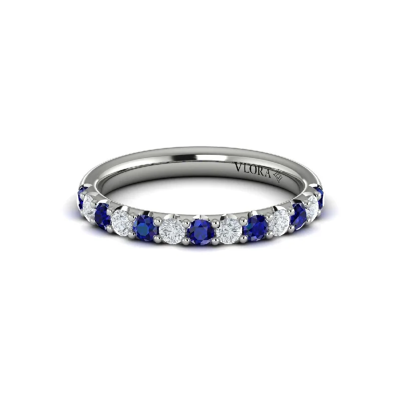 Luxury Jewelry At Unbeatable Discounts Sapphire & Diamond Band in 14K White Gold