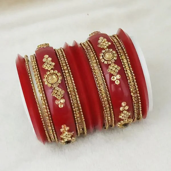 Personalized Jewelry At Special Discount Rates Sejal Gold Plated Maroon Austrian Stone Bangle Set - 1403744_2.4 Personalized Jewelry At Special Discount Rates Sejal Gold Plated Maroon Austrian Stone Bangle Set - 1403744_2.4