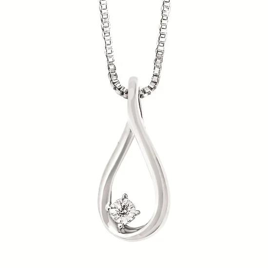 Jewelry Clearance Sale – Final Reductions Silver Diamond Teardrop Pendant Necklace