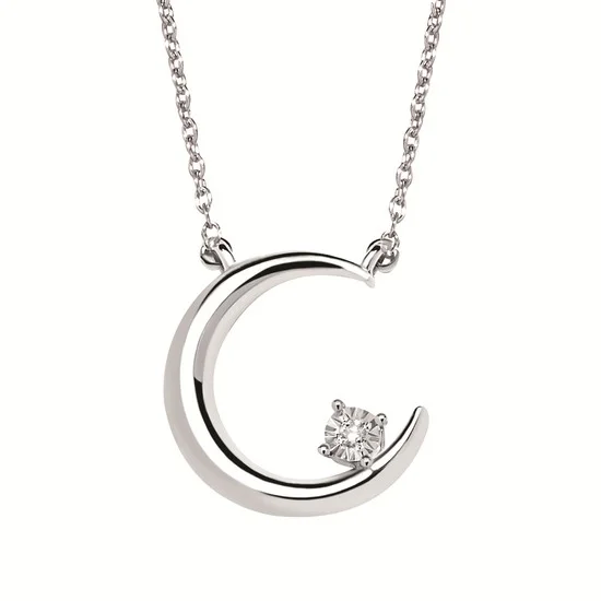 Your Perfect Accessory Now At The Best Price Silver Half Moon Pendant Necklace