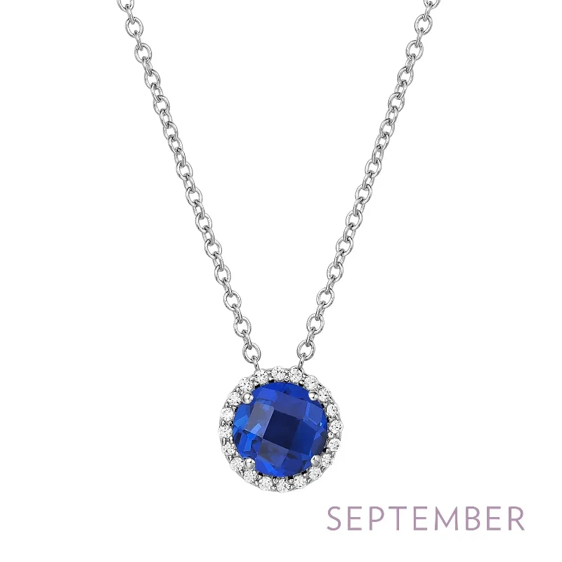 Dazzle With Discounts – Shop Jewelry On Sale Lab Sapphire Birthstone Necklace in Sterling Silver
