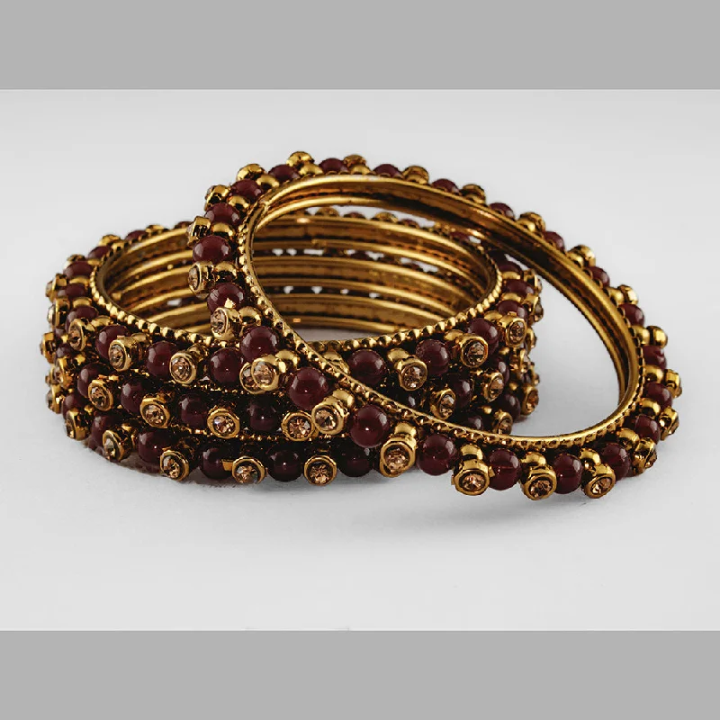 Limited-Time Offer On Premium Jewelry Collections SOB Set of 4 Pearl & Cubic Diamond Studded Bangles for Women Limited-Time Offer On Premium Jewelry Collections SOB Set of 4 Pearl & Cubic Diamond Studded Bangles for Women
