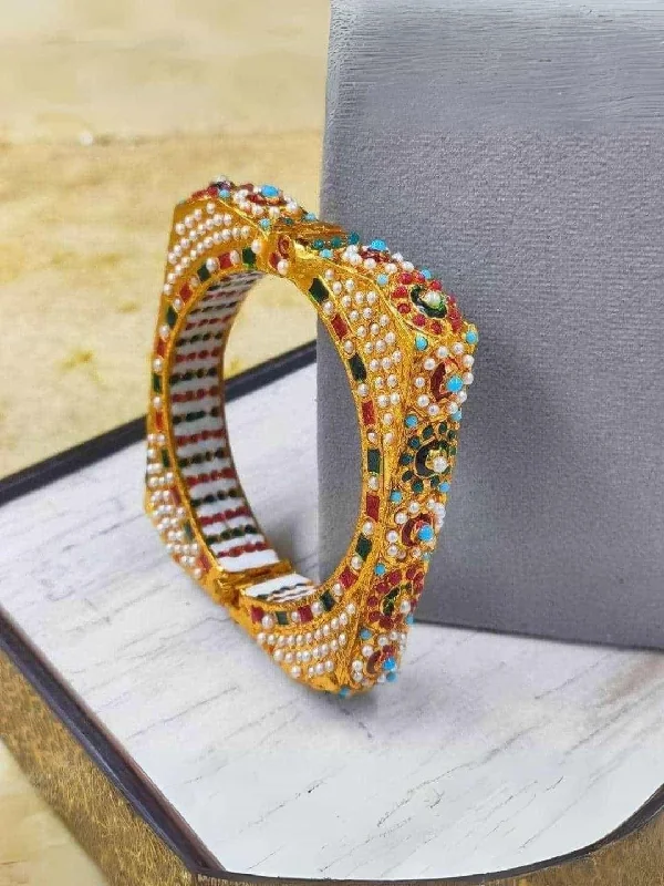 Get The Sparkle You Love At Prices You Adore Unique Design Multi Color Meenakari Pearl Bangle Get The Sparkle You Love At Prices You Adore Unique Design Multi Color Meenakari Pearl Bangle