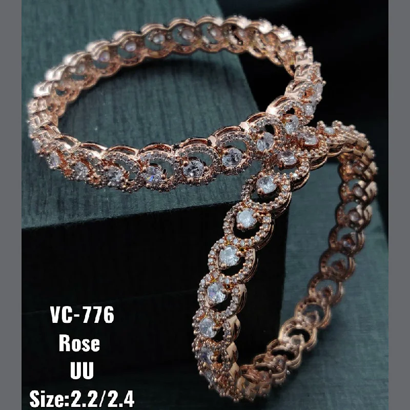 Elegant Rose Gold Jewelry For A Stylish Touch Vivah Creations  AD Stone Bangles Set