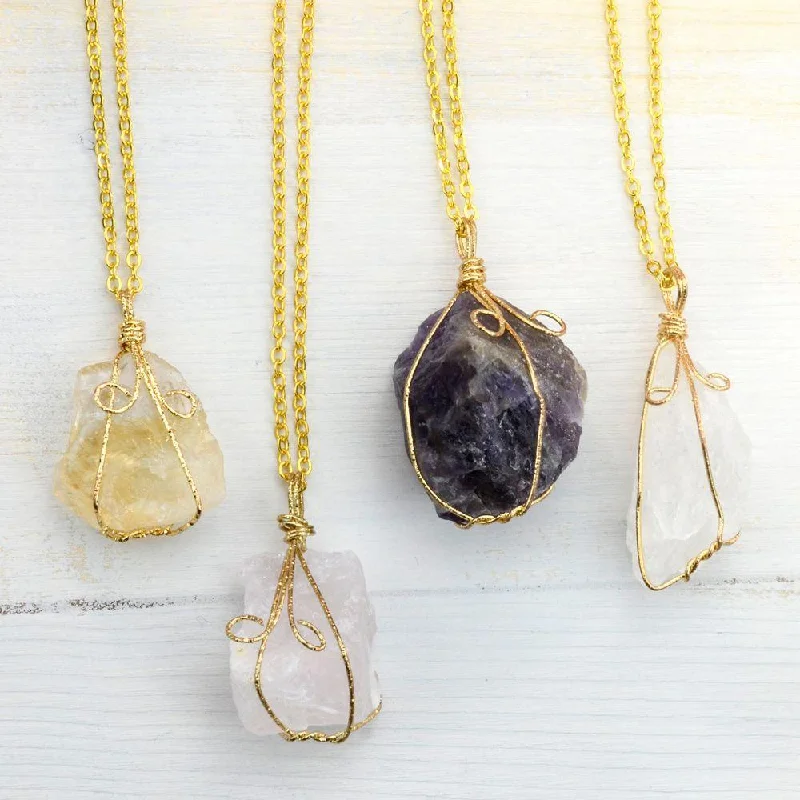 Fine Jewelry, Limited-Time Offers Available Wire Wrapped Raw Crystal Necklace