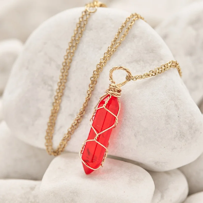 Unmissable Jewelry Clearance – Final Reductions Wire Wrapped Red Carnelian Crystal Necklace Unmissable Jewelry Clearance – Final Reductions Wire Wrapped Red Carnelian Crystal Necklace