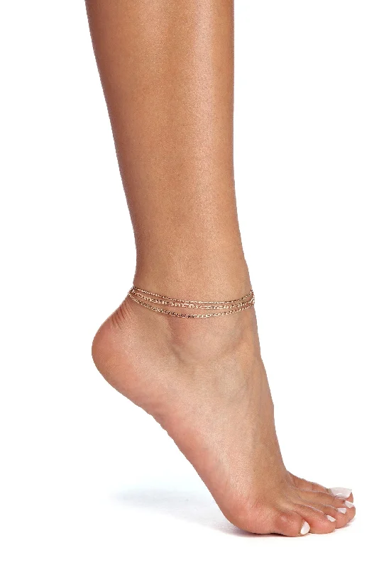 Elegant Designs, Unbeatable Discounts – Shop Jewelry Now Dainty 3 Row Chain Anklet